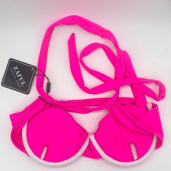 NWT ZAFUL Womens Ruched Underwire Bikini with Thong Criss Cross Top - Picture 5 of 11